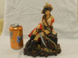 Myths & Legends Nude Girl Pirate Skull Statue Hand Painted by W.  U. 8