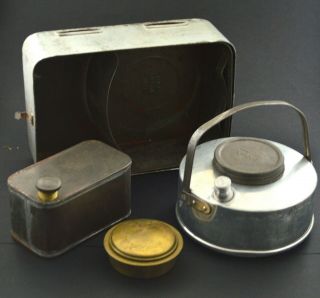Rare Vintage Antique Sirram Stove Portable Picnic Kit Kettle Pad Metal Camping