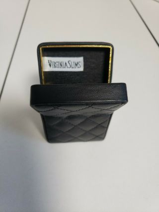 Vintage Virginia Slims Cigarette Case,  Black Limitation Leather,  Flawless