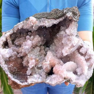 Spectacular 8 1/2 Inch Red Inclusion Quartz Crystal Stalactite Geode