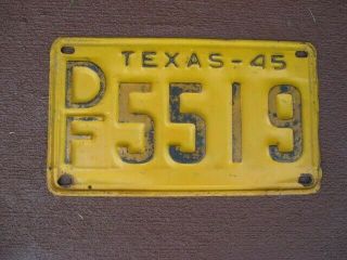 Vintage License Plates Tags Texas 1945