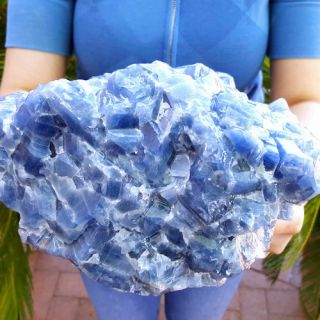 Very Fine Large 8 1/2 Inch Blue Rombahidral Calcite Crystal Cluster