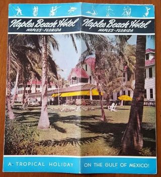 Naples Beach Hotel Brochure Vintage 1950 