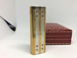 Auth Cartier Santos De Cartier Rivets Oval Lighter Gold / Silver W Case (66214)