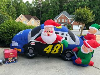 Christmas Santa 48 Stock Car Elf Pit Crew 8 Ft Airblown Inflatable Nascar Lowes