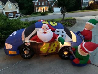 Christmas Santa 48 Stock Car Elf Pit Crew 8 FT Airblown Inflatable NASCAR Lowes 2