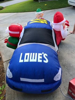 Christmas Santa 48 Stock Car Elf Pit Crew 8 FT Airblown Inflatable NASCAR Lowes 3