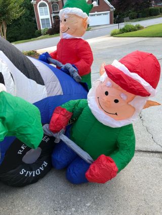 Christmas Santa 48 Stock Car Elf Pit Crew 8 FT Airblown Inflatable NASCAR Lowes 6