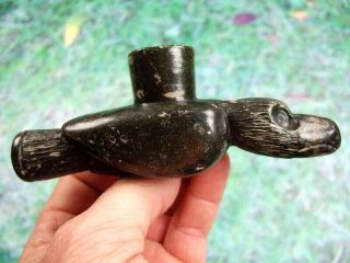 Fine 5 1/2 inch Historic Period Bird Effigy Pipe with Arrowheads Artifacts 6