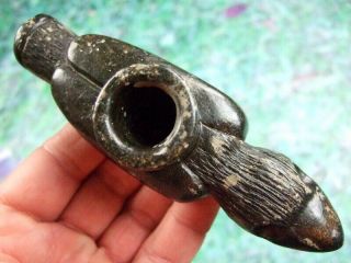 Fine 5 1/2 inch Historic Period Bird Effigy Pipe with Arrowheads Artifacts 8