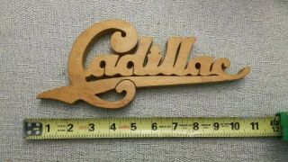 Vintage Cadillac Sign Display Carved Wood Has Small Crack