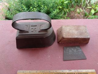 HUGH Late 1800 Antique Cast Iron Sad Iron Slug Iron 18 Possibly HAT Iron 4
