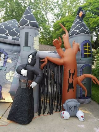 Rare Gemmy Haunted House Airblown Over 12 feet Tall Inflatable with Sound Box 3