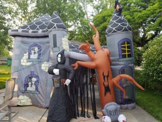 Rare Gemmy Haunted House Airblown Over 12 feet Tall Inflatable with Sound Box 4