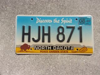 North Dakota 2007 Bison License Plate Hjh 871