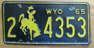 Wyoming 1965 Laramie County License Plate 2 4353