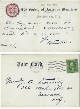Sam Parent Assembly Postcard - 1914 - Pres.  Richard Van Dien - Asks For Audit - Vfine - Pp