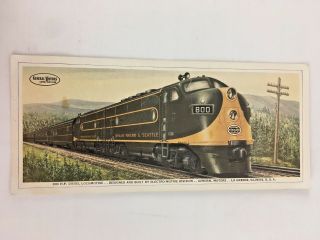 Vintage General Motors Diesel Locomotives Illustrated Info Card 3000hp