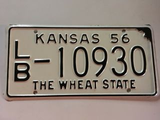 1956 Kansas License Plate Mint/nos/vg Chevy Bel Air Ford Dodge Buick Yom