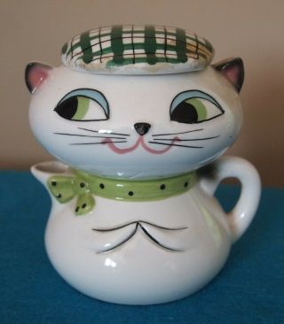 Vintage Holt Howard 1959 Cozy Cat Stacking Sugar & Creamer With Hat Damage