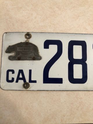 1916 California Porcelain License Plates.  Matching Set.  Metal Bears. 5