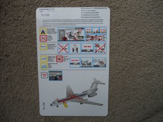 Aeroflot Tupolev Tu - 134 Airline Safety Card