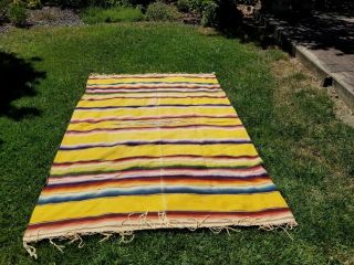 Vintage Woven Mexican Saltillo Serape Blanket Throw 89 " X 61 "