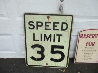 Authentic Retired “speed Limit 35” Highway Street Sign Reflective 24 X 30”