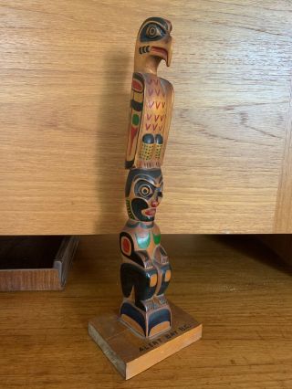 Old Kwakiutl Northwest Coast Coastal Totem Pole Cedar Carving 4