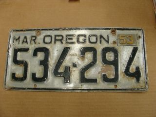 1953 Oregon Single License Plate 534 - 294