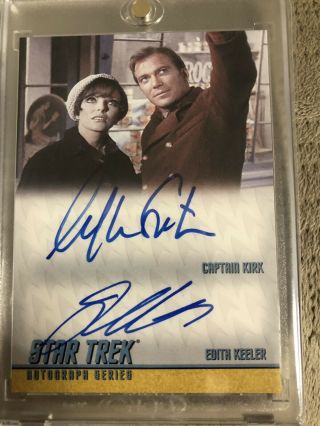 Star Trek Tos Heroes & Villains William Shatner Joan Collins Dual Autograph Da7