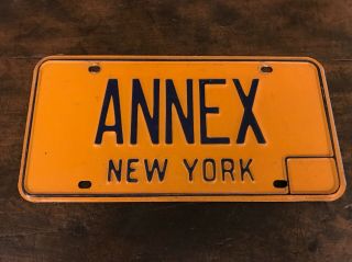 1970’s York License Plate.  Custom Vanity Plate.  “annex”.  Near