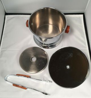 VINTAGE GLO - HILL CANADA CHROME AND BUTTERSCOTCH BAKELITE ICE BUCKET & TONGS ART 3