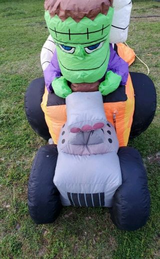Gemmy Airblown Inflatable Halloween Frankenstein Mummy Witch Monster Hot Rod Car 2