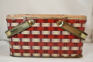Vintage Dixie Queen Basket Weave Lunchbox Tobacco Tin 4