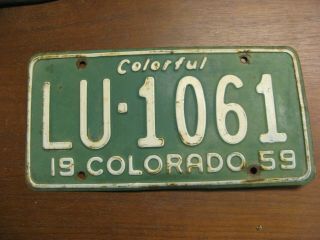 1959 59 Colorado Co License Plate Colorful Lu - 1061