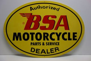 Bsa Motorcycle Parts And Service Sign.  21 " By 30 " Ovular