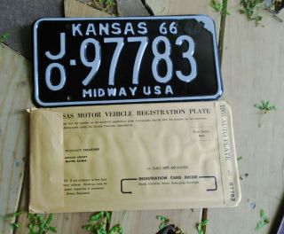 1966 Kansas Car License Plate Jo - 97783 Route 66,  Johnson County,  Usa
