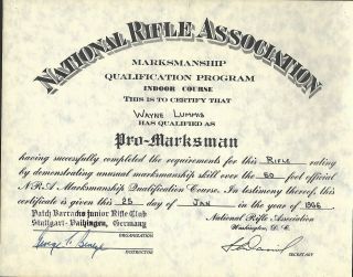 Nra Marksmanship Certificate