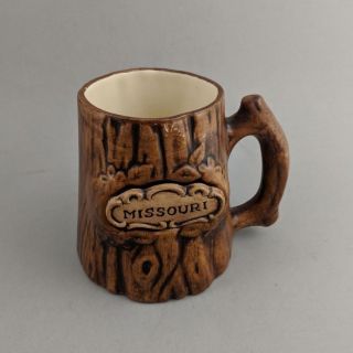 Vintage Missouri State Souvenir Mug Log Tree Stump Coffee Cup Brown Novelty