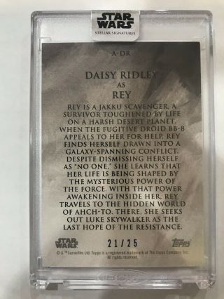 Daisy Ridley Rey 2018 Topps Star Wars Stellar Signatures Autograph Card 21/25 2