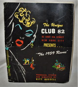 1959 Revue Program The Unique Club 82 York City Drag Queen Kitt Russell Gay
