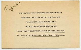 Mexican Military Attache Invitation To Canada Consul In Shanghai China 1947