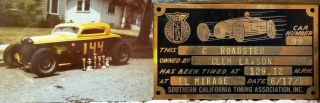 1956 Southern California Timing Association Scta Course Timing Tag Phot Roadster