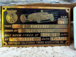 1956 Southern California Timing Association SCTA Course Timing Tag Phot Roadster 3