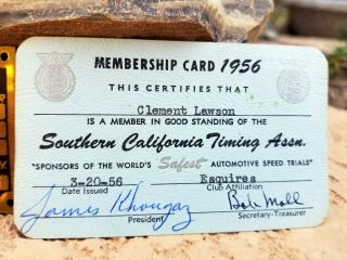 1956 Southern California Timing Association SCTA Course Timing Tag Phot Roadster 4