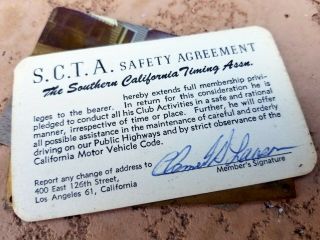 1956 Southern California Timing Association SCTA Course Timing Tag Phot Roadster 6