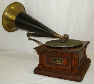 Early 1902 VICTOR MS FRONT MOUNT HORN PHONOGRAPH & 6
