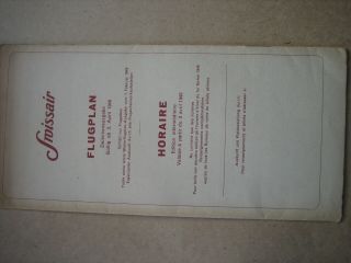 Swissair Timetable April 1949.  30 Pages.  German Language Printed In Zurich