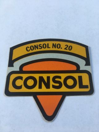 Coal Mining Hard Hat Sticker Rare Consol No.  20 Brown Sticker Back